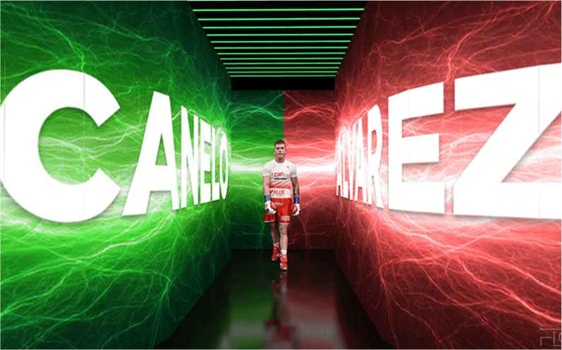 Canelo vs Bivol walk out stage design at T-Mobile Arena, Las Vegas
